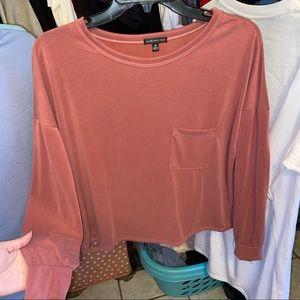 mm mm mm Long Sleeve Crop Top with pocket